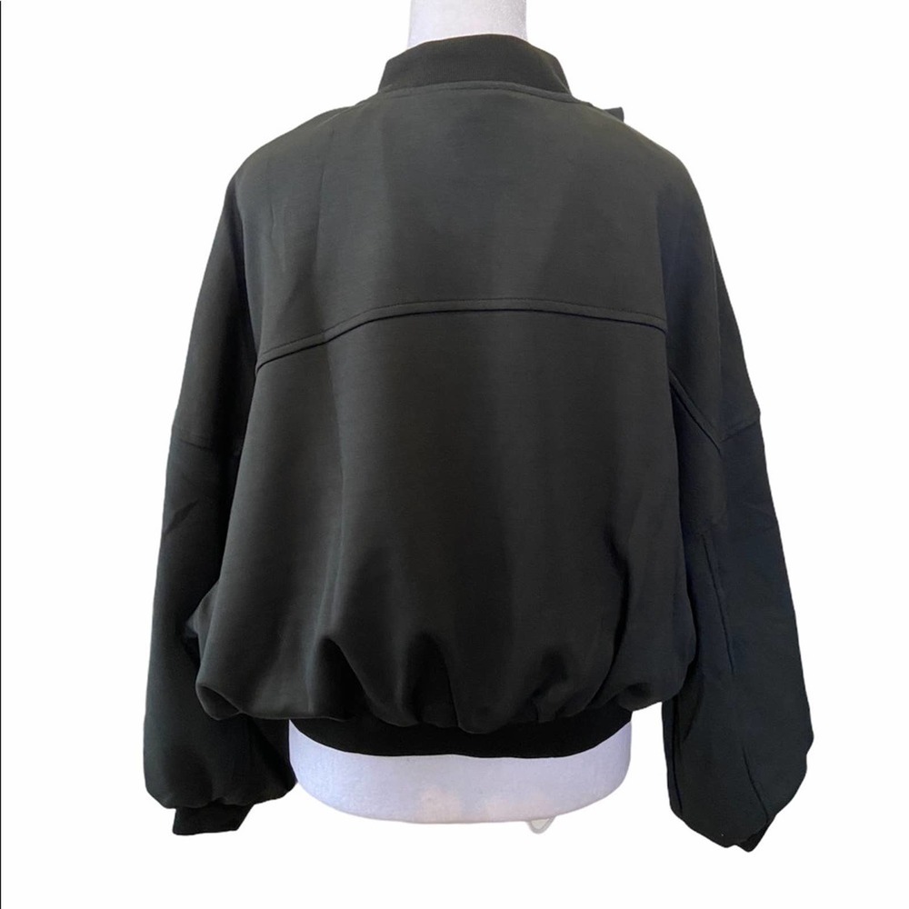 Excellent Condition Few Moda Ruffle Black Bomber Jacket - Size Small - Picture 7 of 13